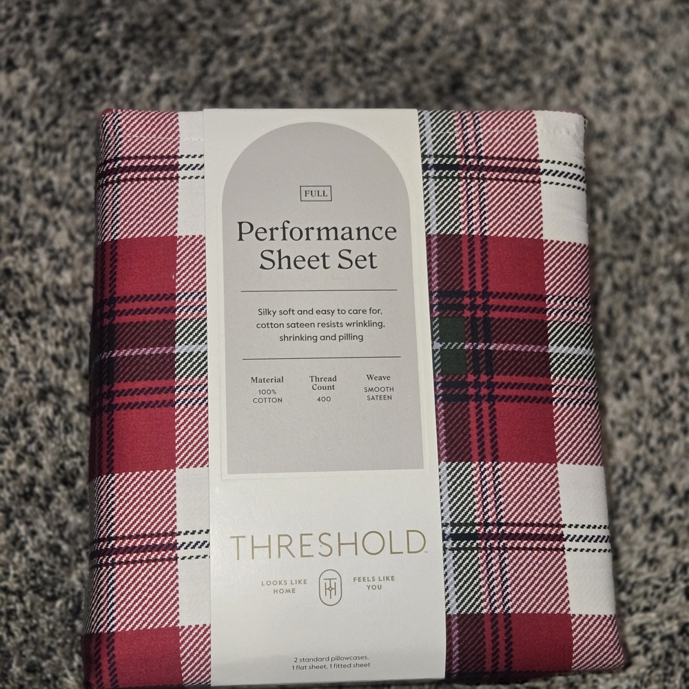 Threshold Red and White Plaid Sheet Set
